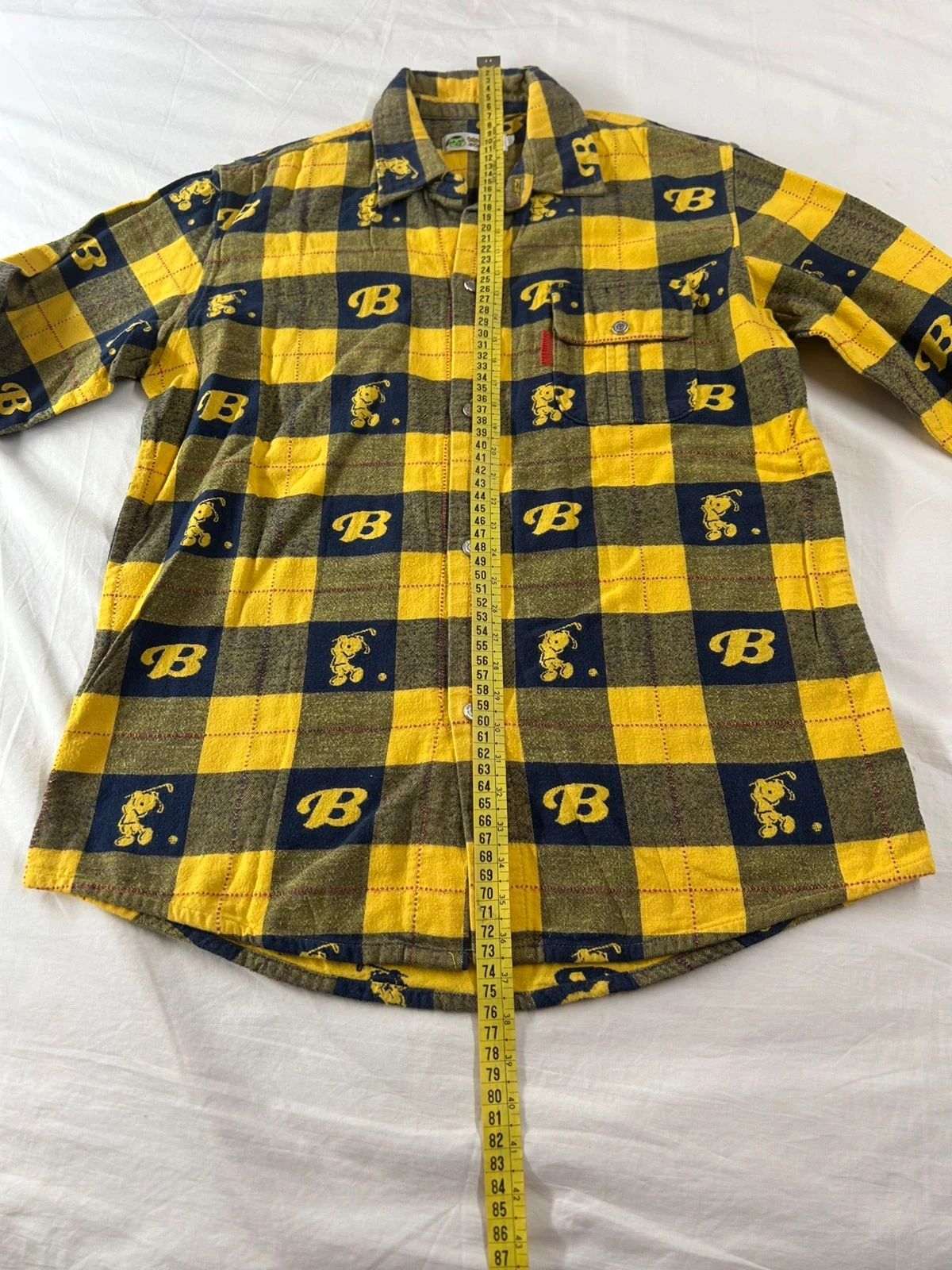 Camisa a cuadros vintage amarilla y azul marino – photo 9